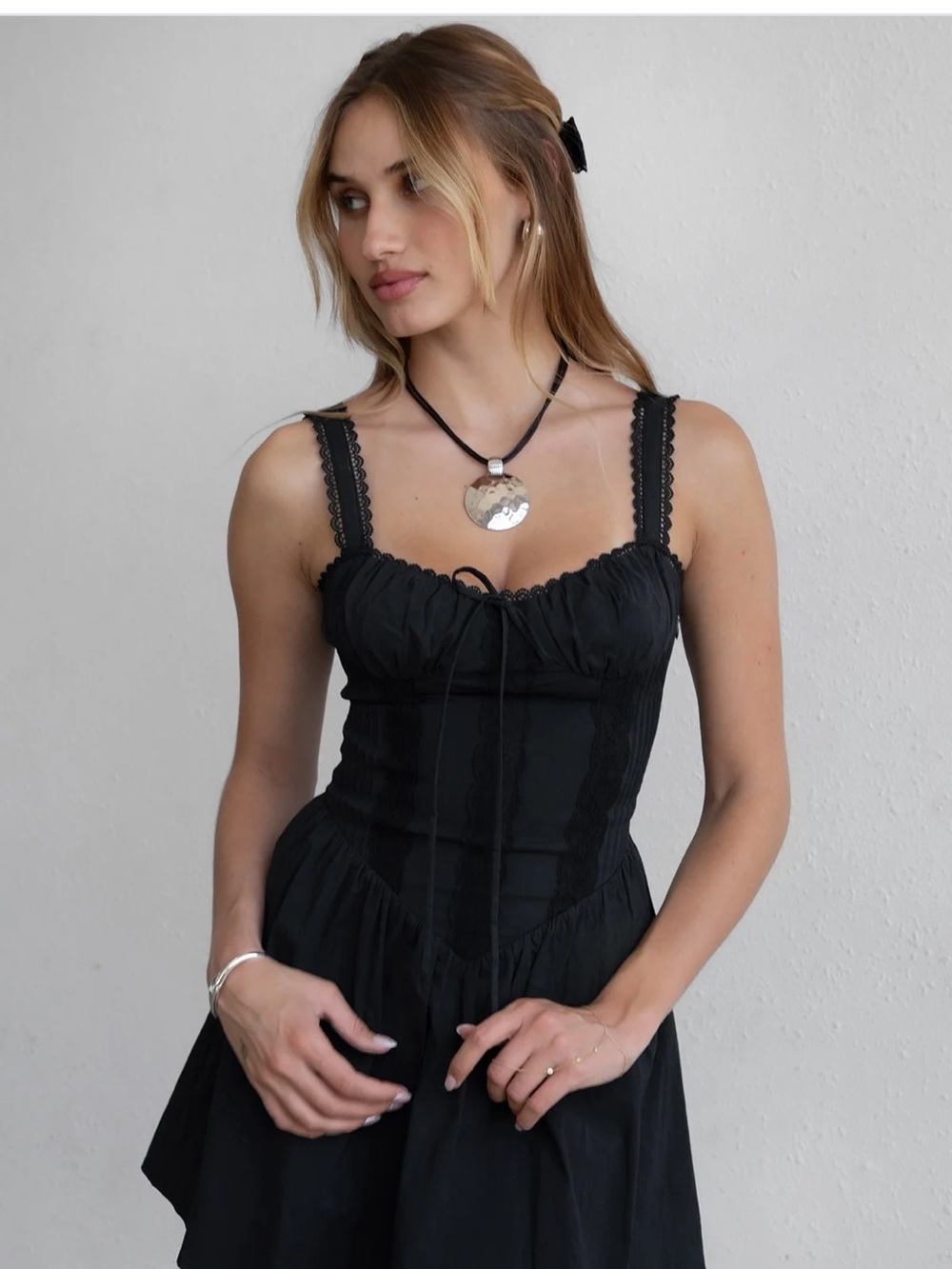 Black Lace-Trim Mini Bustier Dress - Women